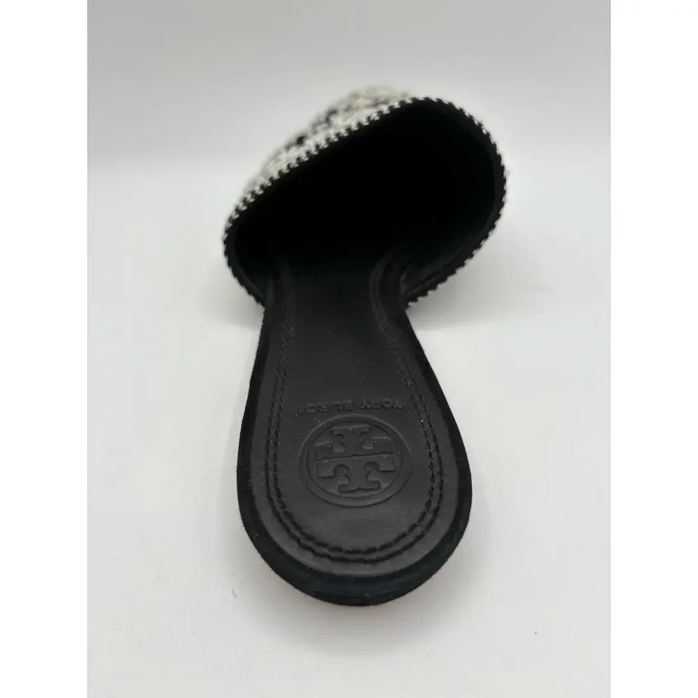 *ONE LEFT SHOE* Tory Burch Elora Black White Silver Flat Mule Size 8 Replacement